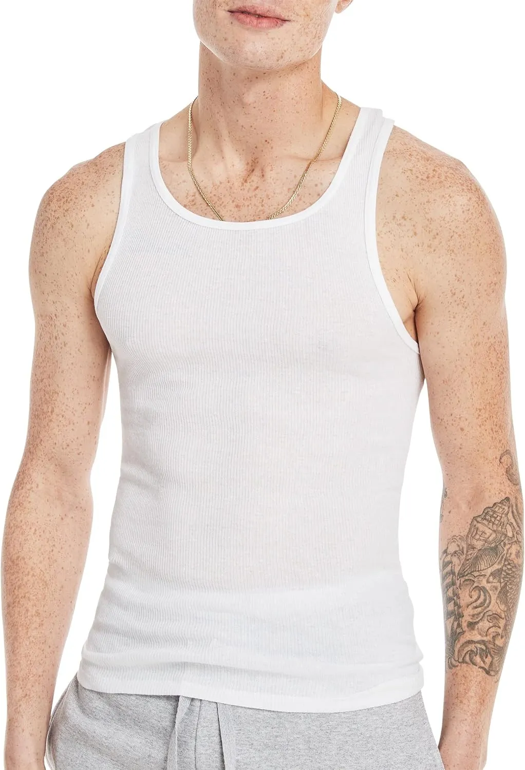 Hanes Men's, Moisture-Wicking Ribbed, Lightweight Cotton Tank Undershirts, Multi-Pack