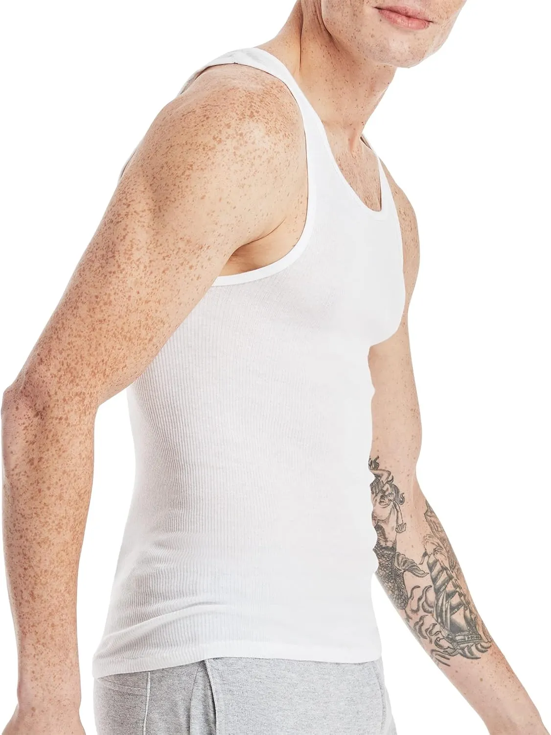 Hanes Men's, Moisture-Wicking Ribbed, Lightweight Cotton Tank Undershirts, Multi-Pack