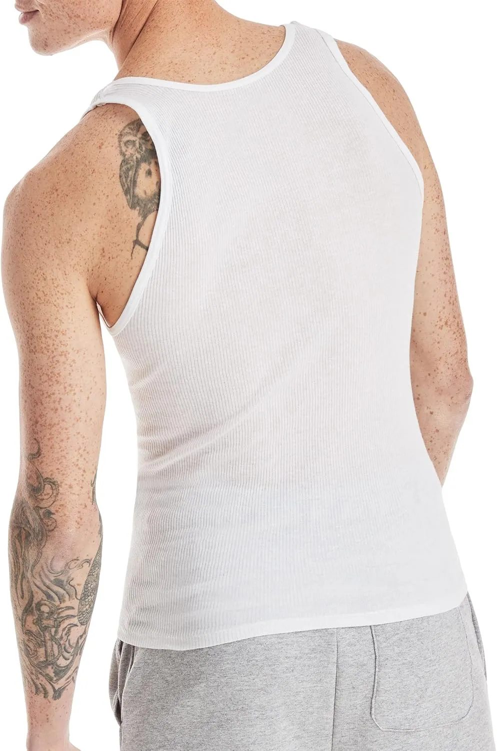 Hanes Men's, Moisture-Wicking Ribbed, Lightweight Cotton Tank Undershirts, Multi-Pack