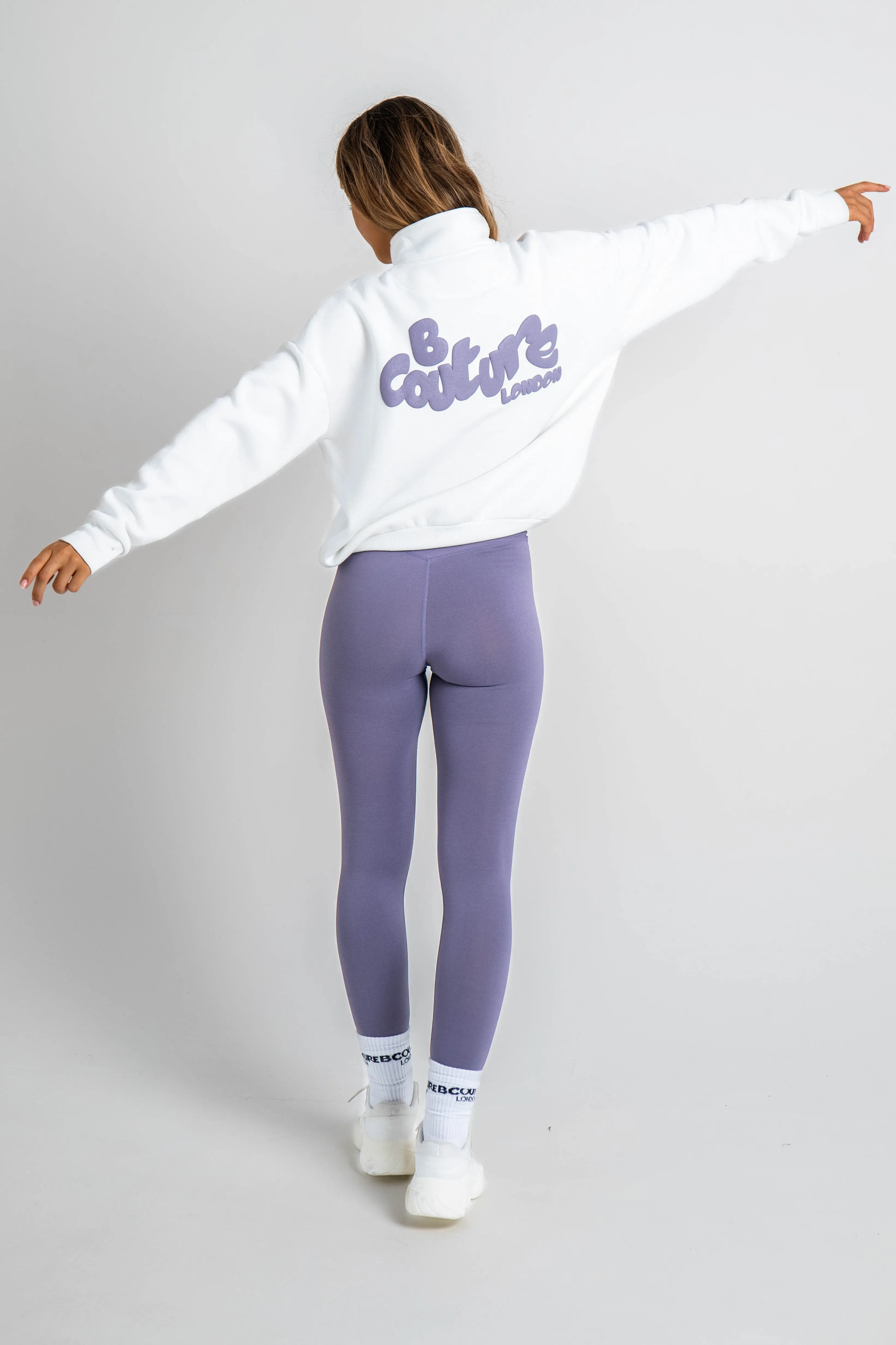 Hatherley Half-Zip Sweatshirt & Leggings Set - Cream / Lavender