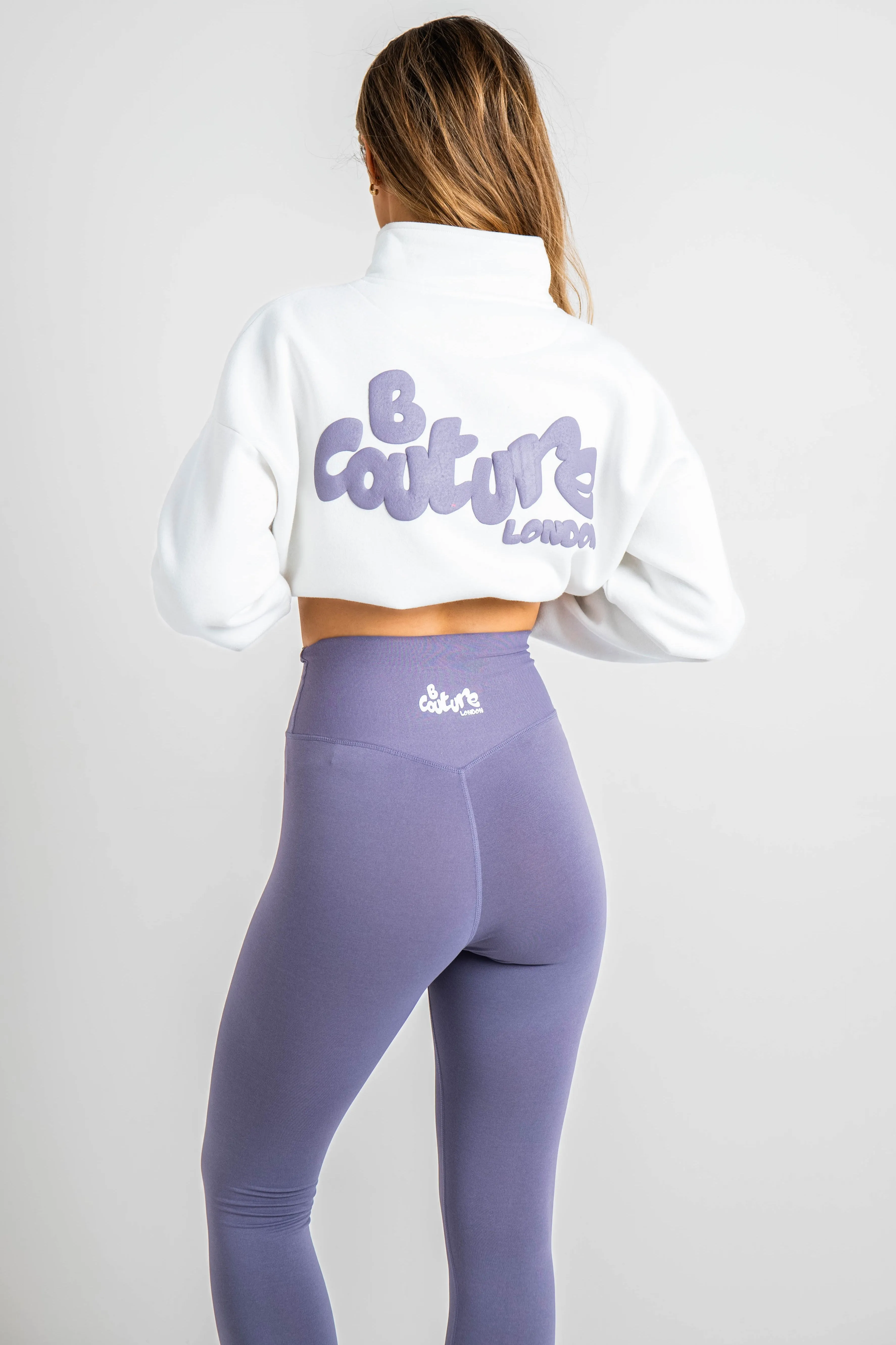 Hatherley Half-Zip Sweatshirt & Leggings Set - Cream / Lavender