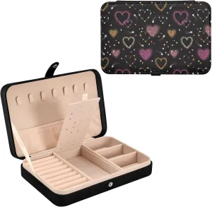 Heart Star Jewelry Box for Women Girls, PU Leather Jewelry Travel Organizer, Portable Small Jewelry Case, Personalized Jewelry Storage Holder for Ring Earrings Necklace Bracelet boxes
