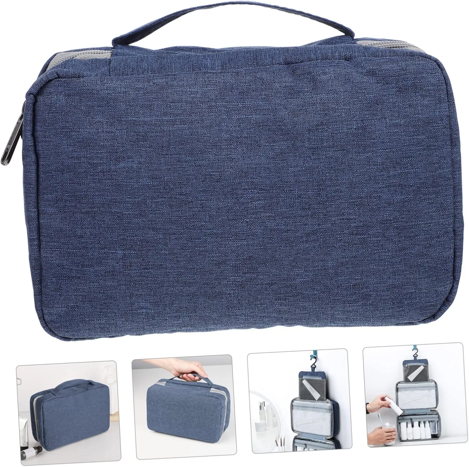 Hemoton Travel Bag for Men Zipper Multi-compartment Toiletry Cosmetics Bag Hanging