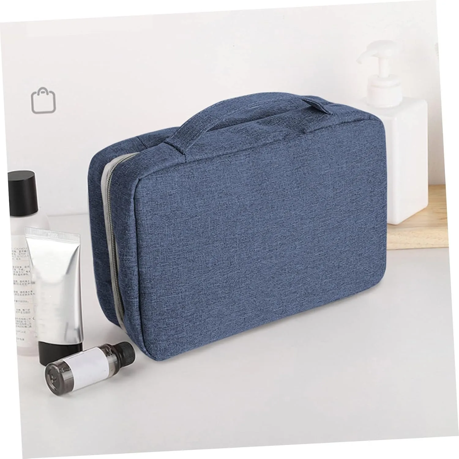Hemoton Travel Bag for Men Zipper Multi-compartment Toiletry Cosmetics Bag Hanging