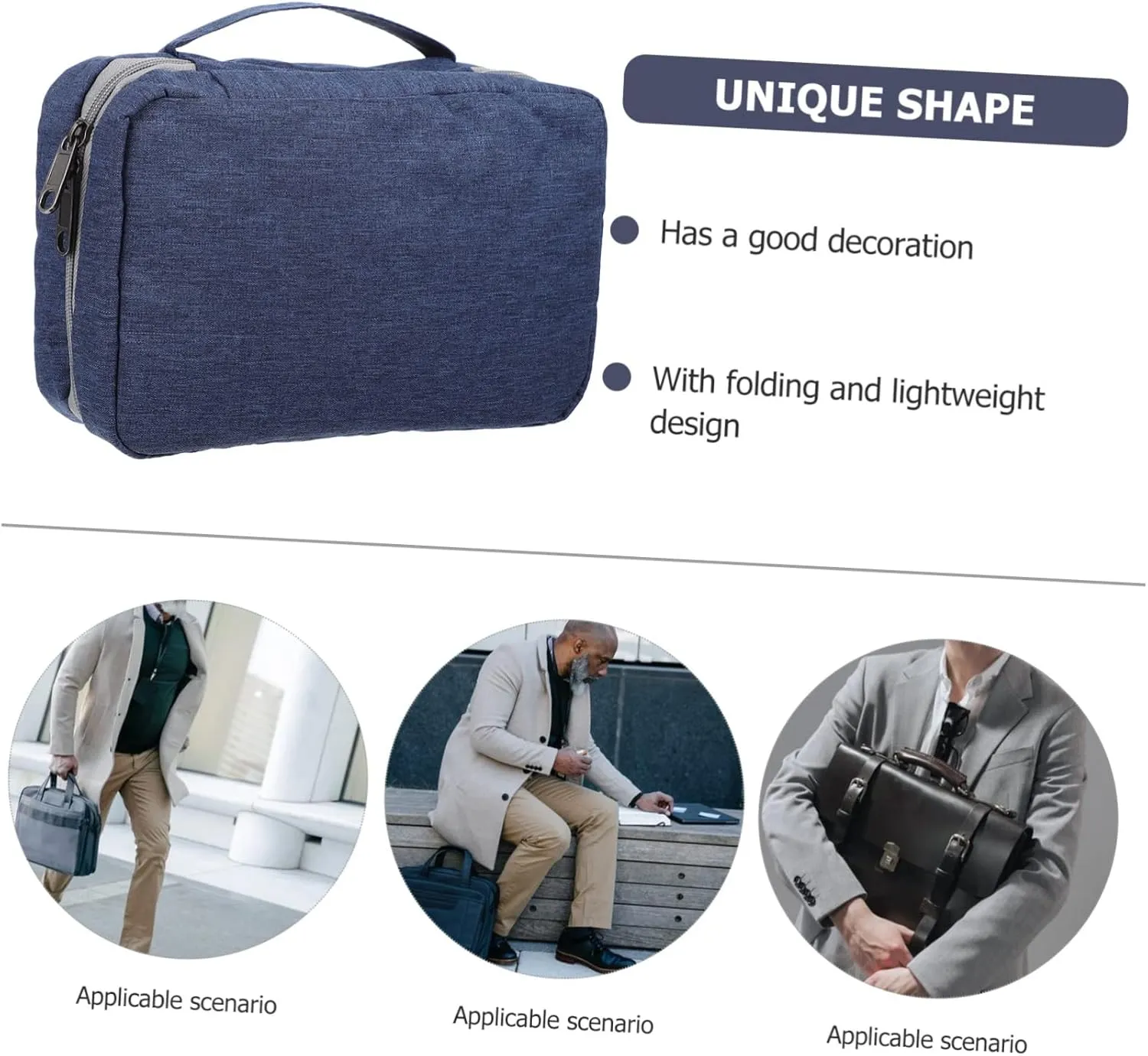 Hemoton Travel Bag for Men Zipper Multi-compartment Toiletry Cosmetics Bag Hanging