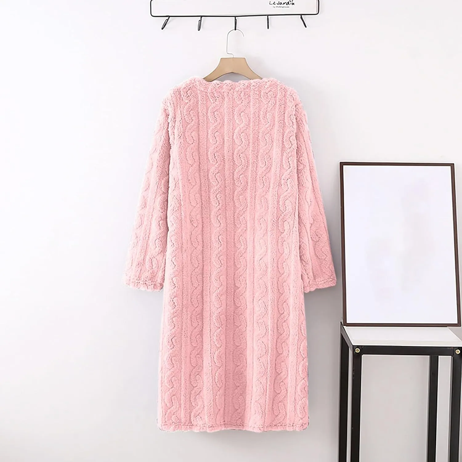 HGps8w Women's Flannel Nightgown, Fuzzy Fleece Cozy Plush Warm Winter Pullover Loungewear Sleepdress with Pocket