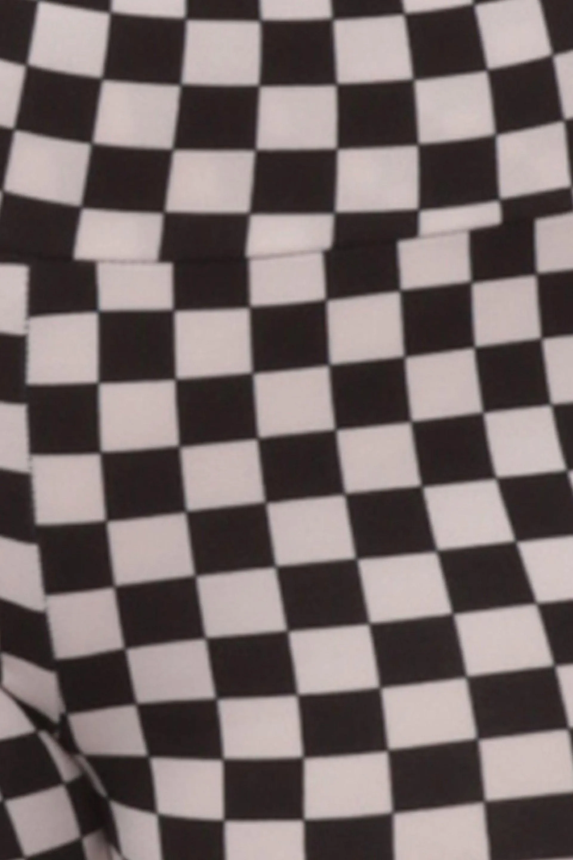 High Waist Fleece Lined Leggings With Side Pockets - Black & White Checkered
