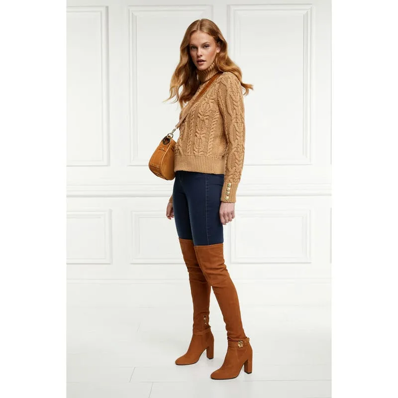 Holland Cooper Belgravia Cable Ladies Roll Neck Knit - Camel