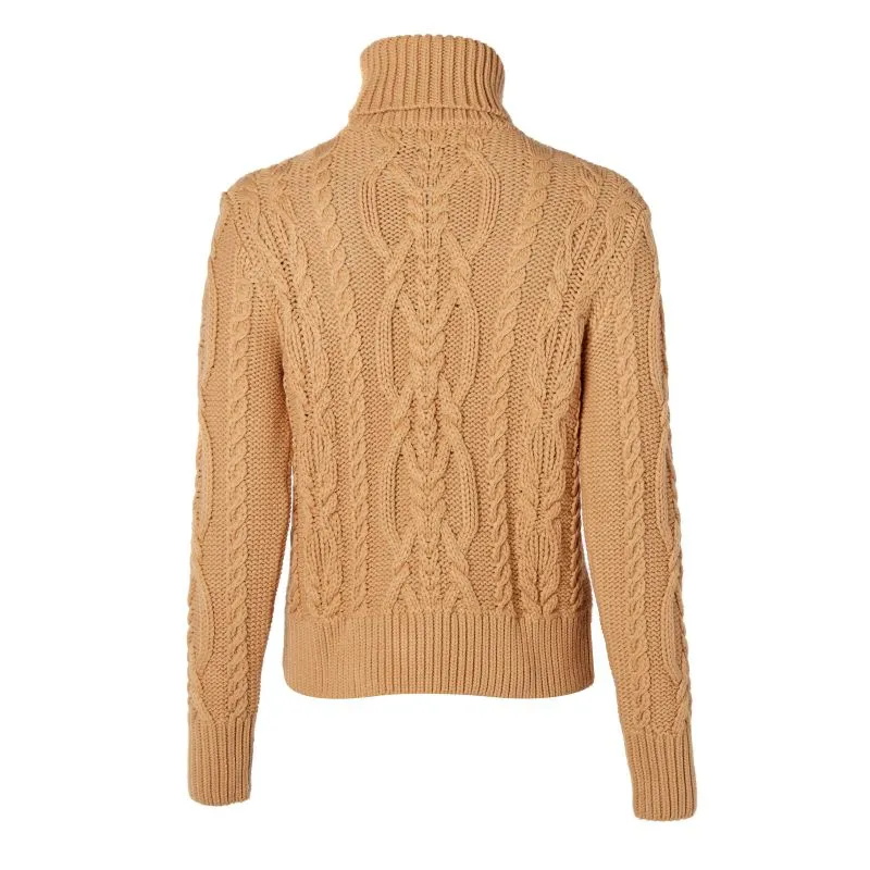 Holland Cooper Belgravia Cable Ladies Roll Neck Knit - Camel
