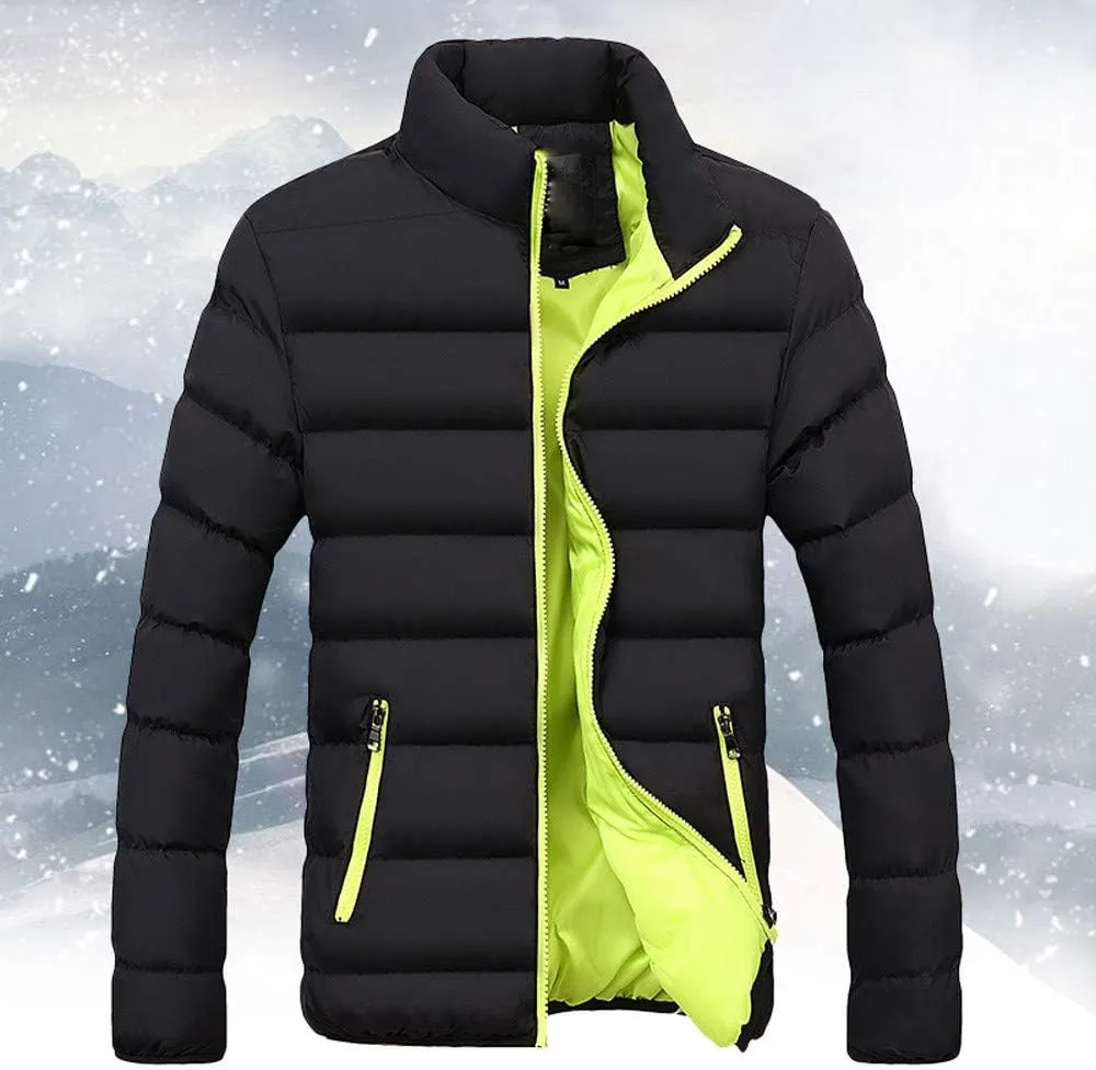 Hoodless Puffer Jacket Men Light Padded Zip Down Jacket Winter Warm Bubble Coat Packable Quilted Jackets