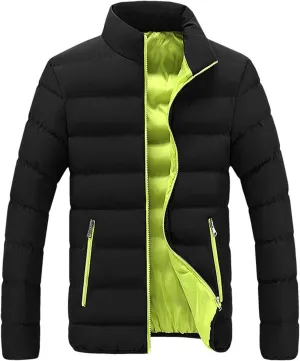 Hoodless Puffer Jacket Men Light Padded Zip Down Jacket Winter Warm Bubble Coat Packable Quilted Jackets