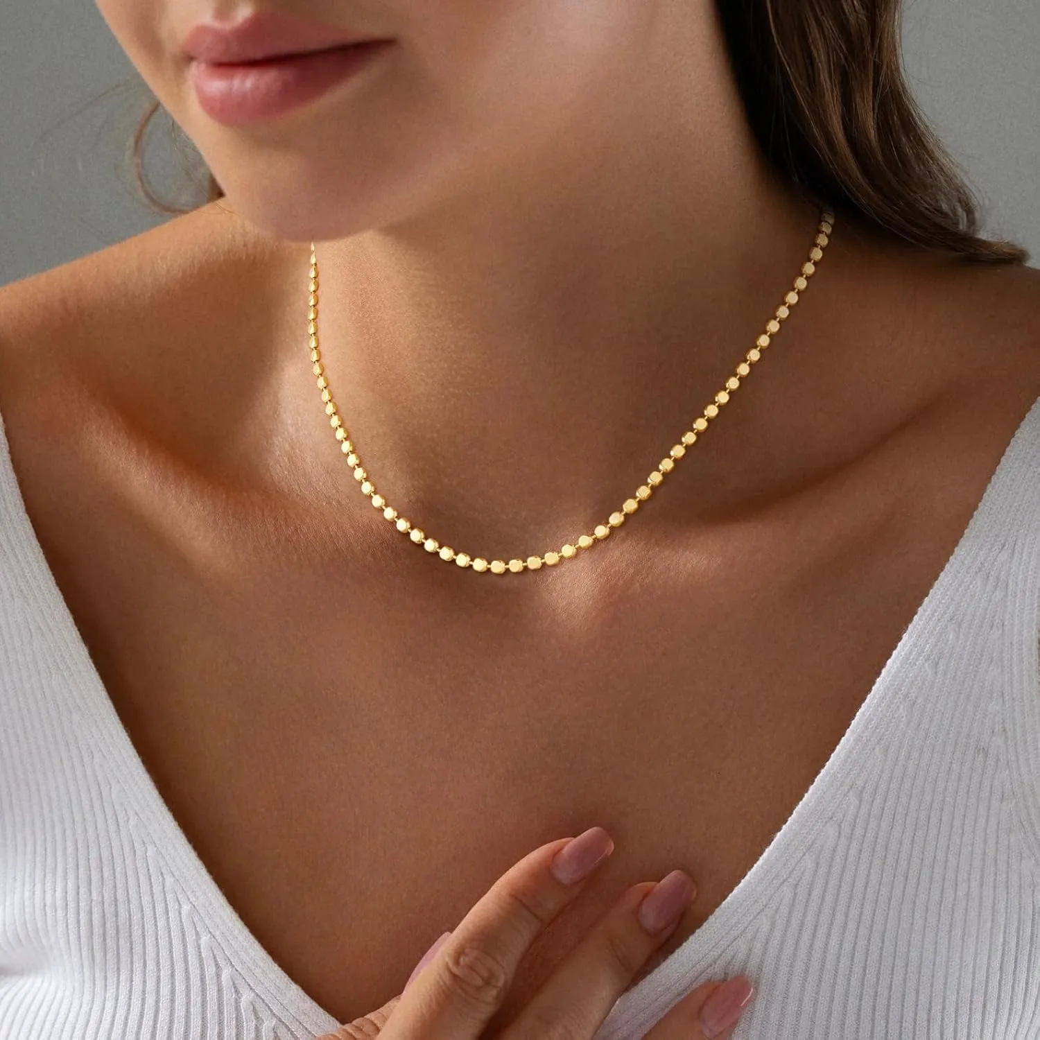 Hothty Gold Layered Necklaces for Women,Waterproof Choker Necklace Seashell Pearl Beach Necklaces Set Fashion Jewelry Gift