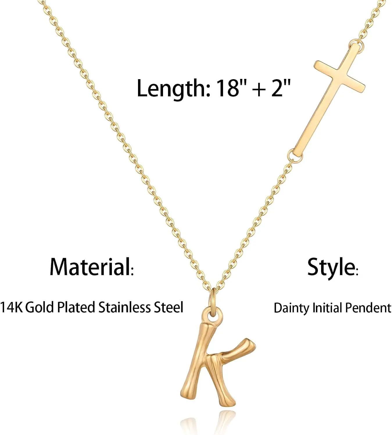 Initial Letter Necklaces for Women Personalized Cross Necklaces Dainty A-Z Pendent Birthday Gifts for Women Jewelry