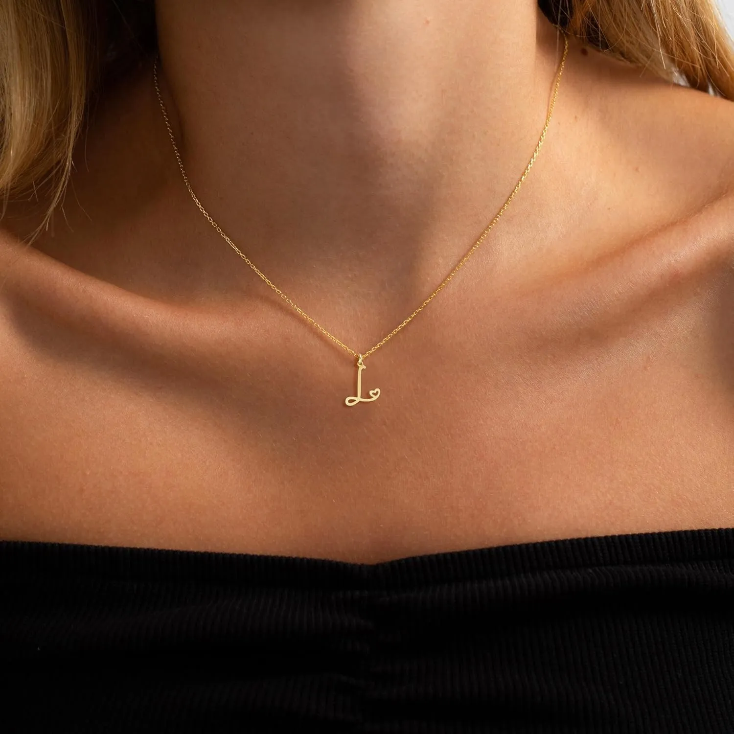 Initial Necklaces for Women, Dainty Gold Letter Pendant Necklace 14K Gold Plated Name Necklace Cute Initial Necklaces Personalized Monogram Choker Necklaces for Women Trendy Gold Jewelry Gifts