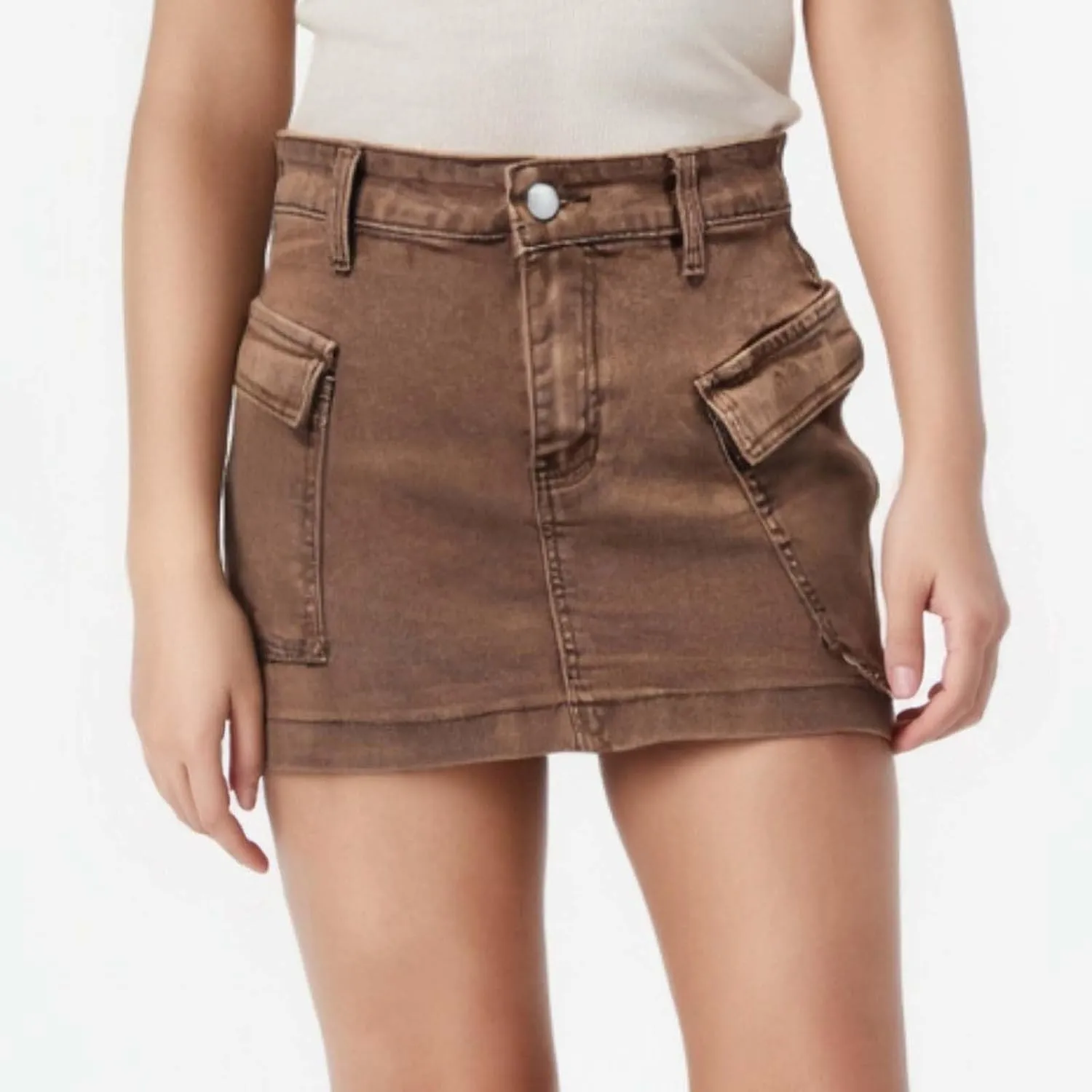 Jean Skirts for Women A-Line High Waisted Summer Casual Cargo Skirts Trendy Going Out Mini Skirts with Pockets