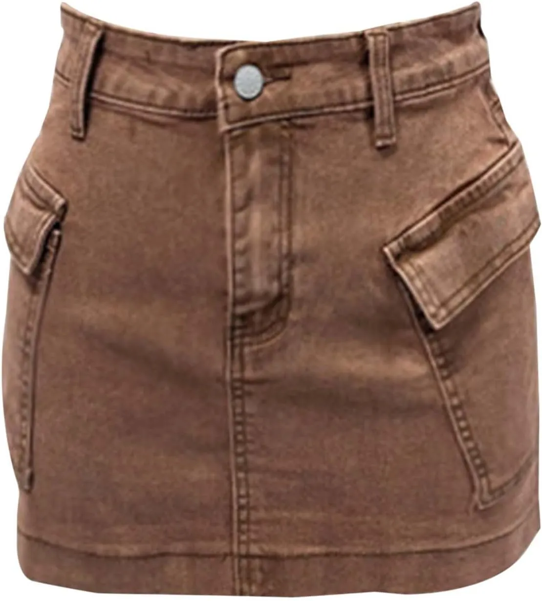 Jean Skirts for Women A-Line High Waisted Summer Casual Cargo Skirts Trendy Going Out Mini Skirts with Pockets