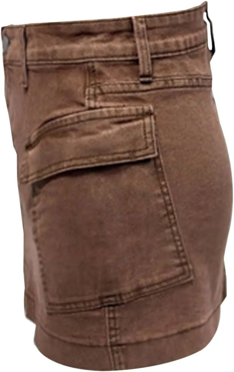 Jean Skirts for Women A-Line High Waisted Summer Casual Cargo Skirts Trendy Going Out Mini Skirts with Pockets
