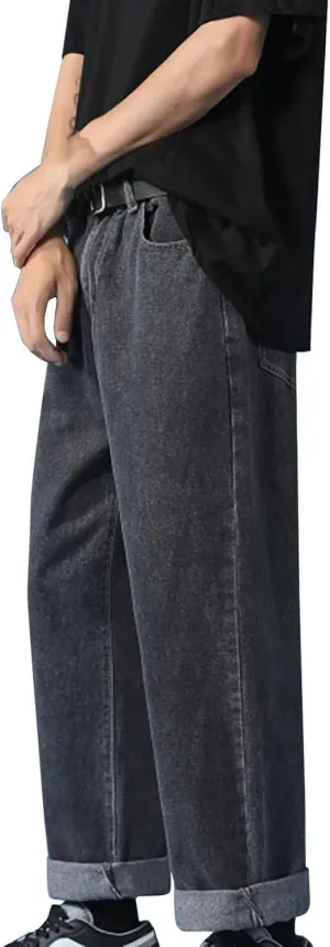 Jeans for Men Big and Tall Men's Loose Elastic Waist Denim Pants Lightweight Skinny Jeans Straight Leg Trousers