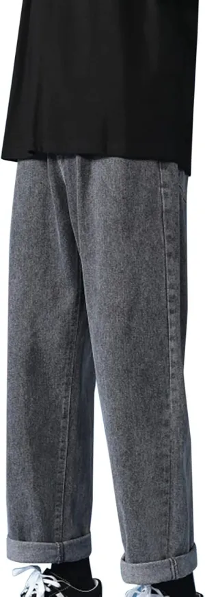 Jeans for Men Big and Tall Men's Loose Elastic Waist Denim Pants Lightweight Skinny Jeans Straight Leg Trousers