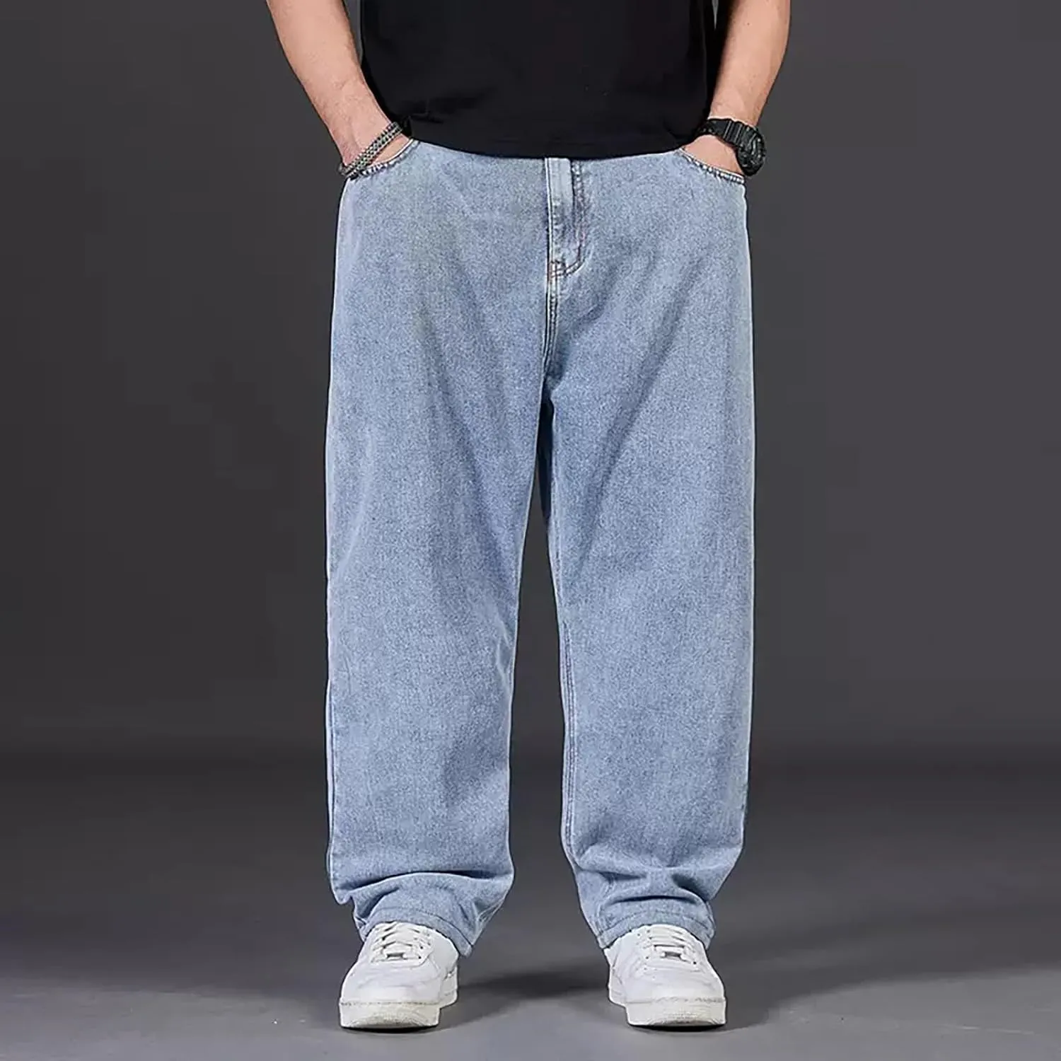 Jeans for Men Relaxed Fit High Waisted Jeans Straight Leg Pants Fashion Trousers Classic 5 Pocket Streetwear