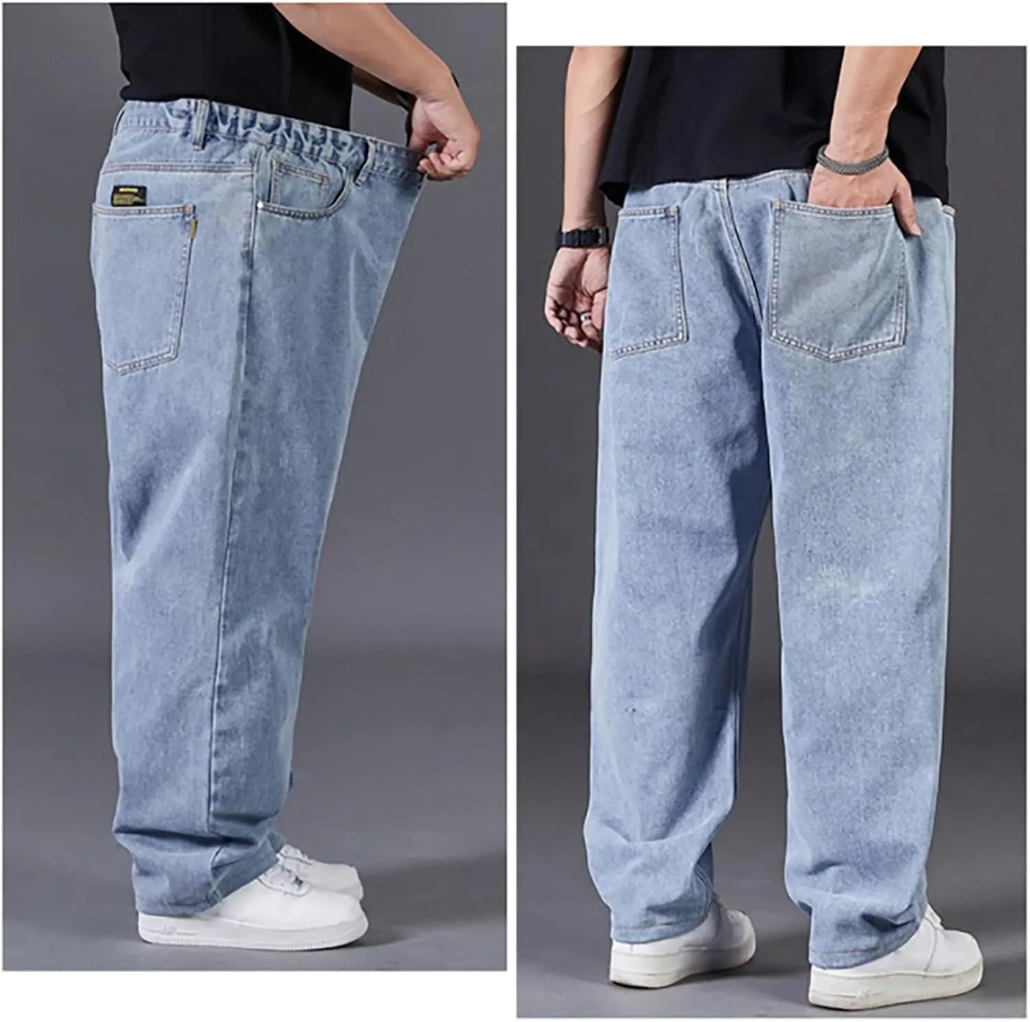 Jeans for Men Relaxed Fit High Waisted Jeans Straight Leg Pants Fashion Trousers Classic 5 Pocket Streetwear