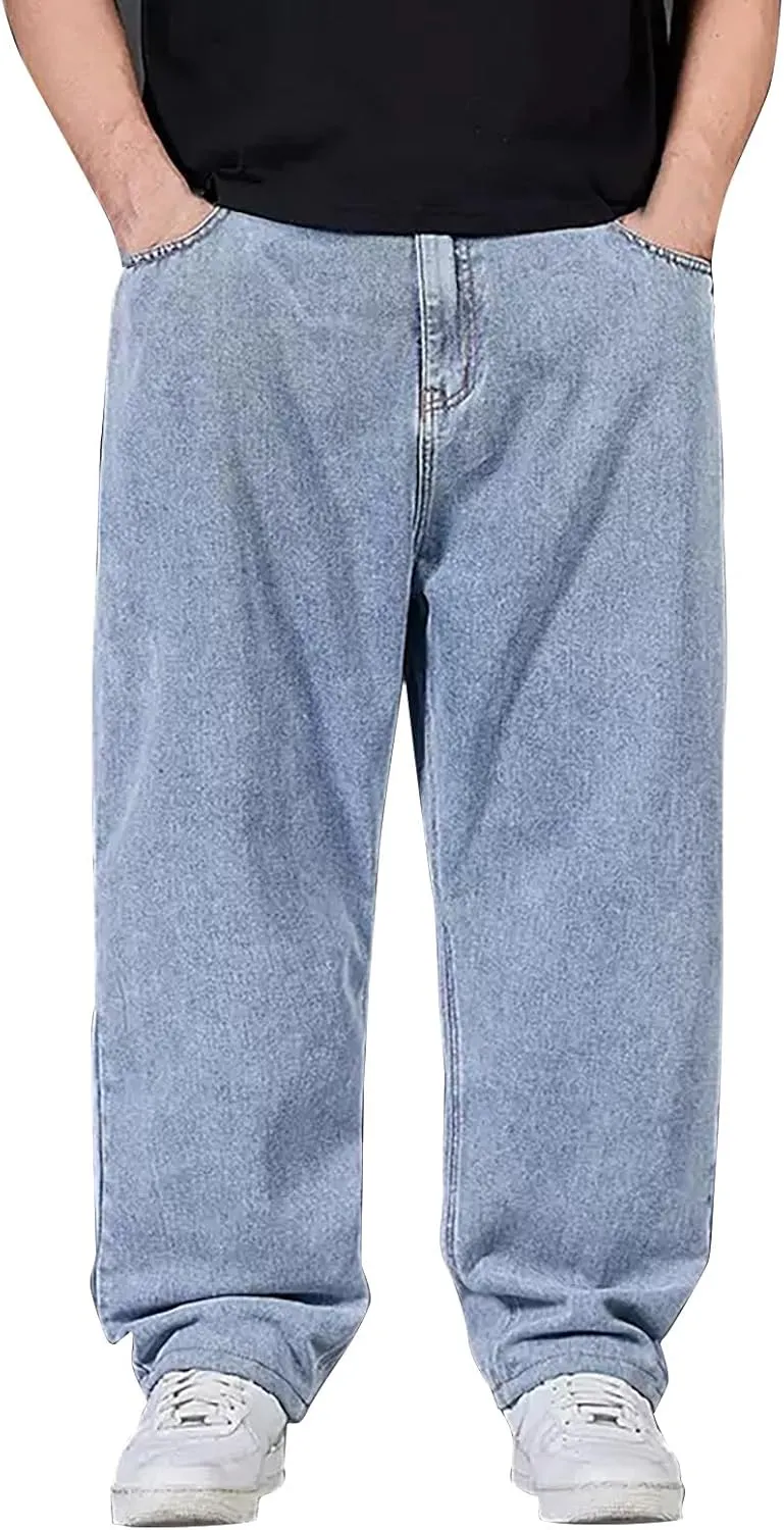 Jeans for Men Relaxed Fit High Waisted Jeans Straight Leg Pants Fashion Trousers Classic 5 Pocket Streetwear
