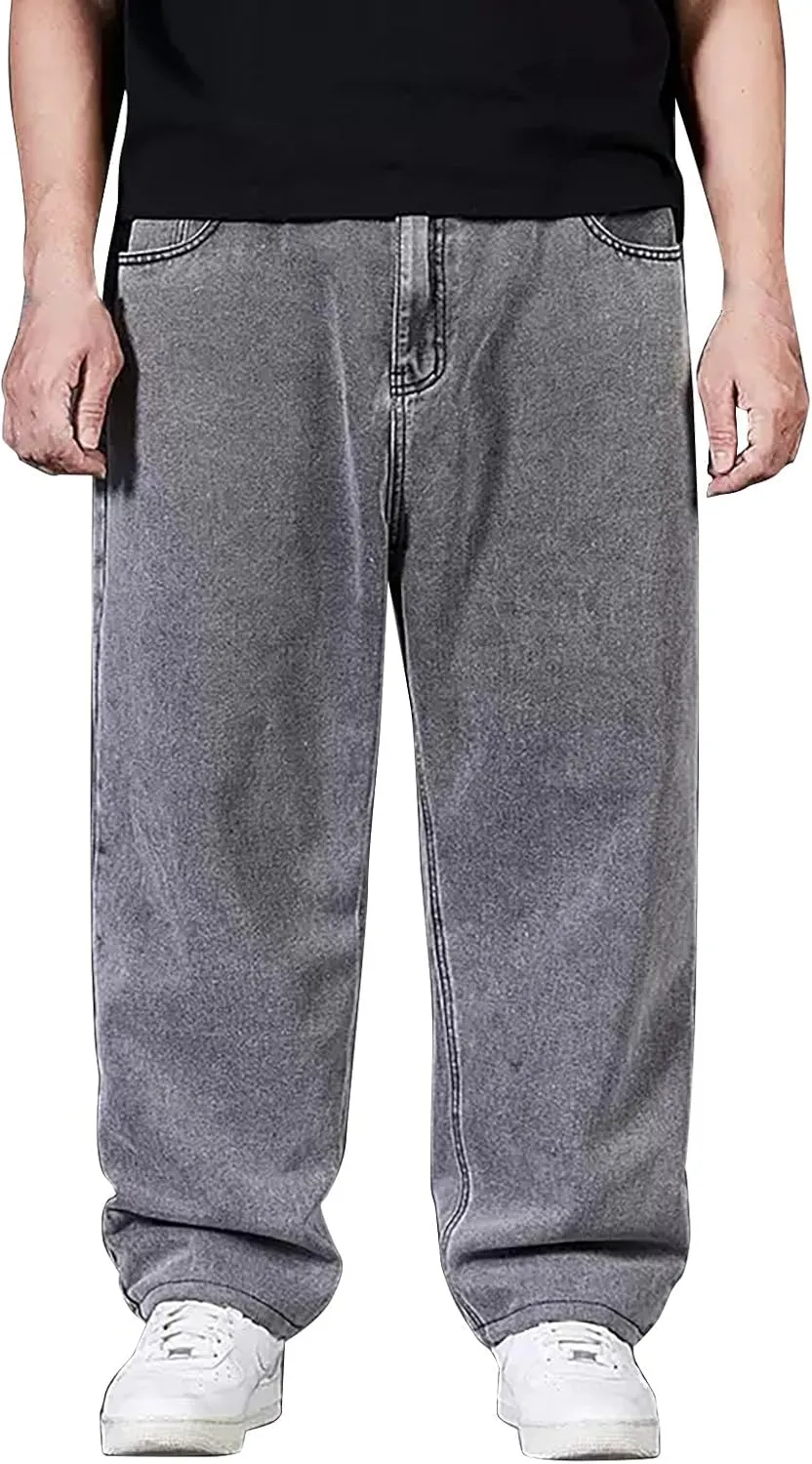 Jeans for Men Relaxed Fit High Waisted Jeans Straight Leg Pants Fashion Trousers Classic 5 Pocket Streetwear