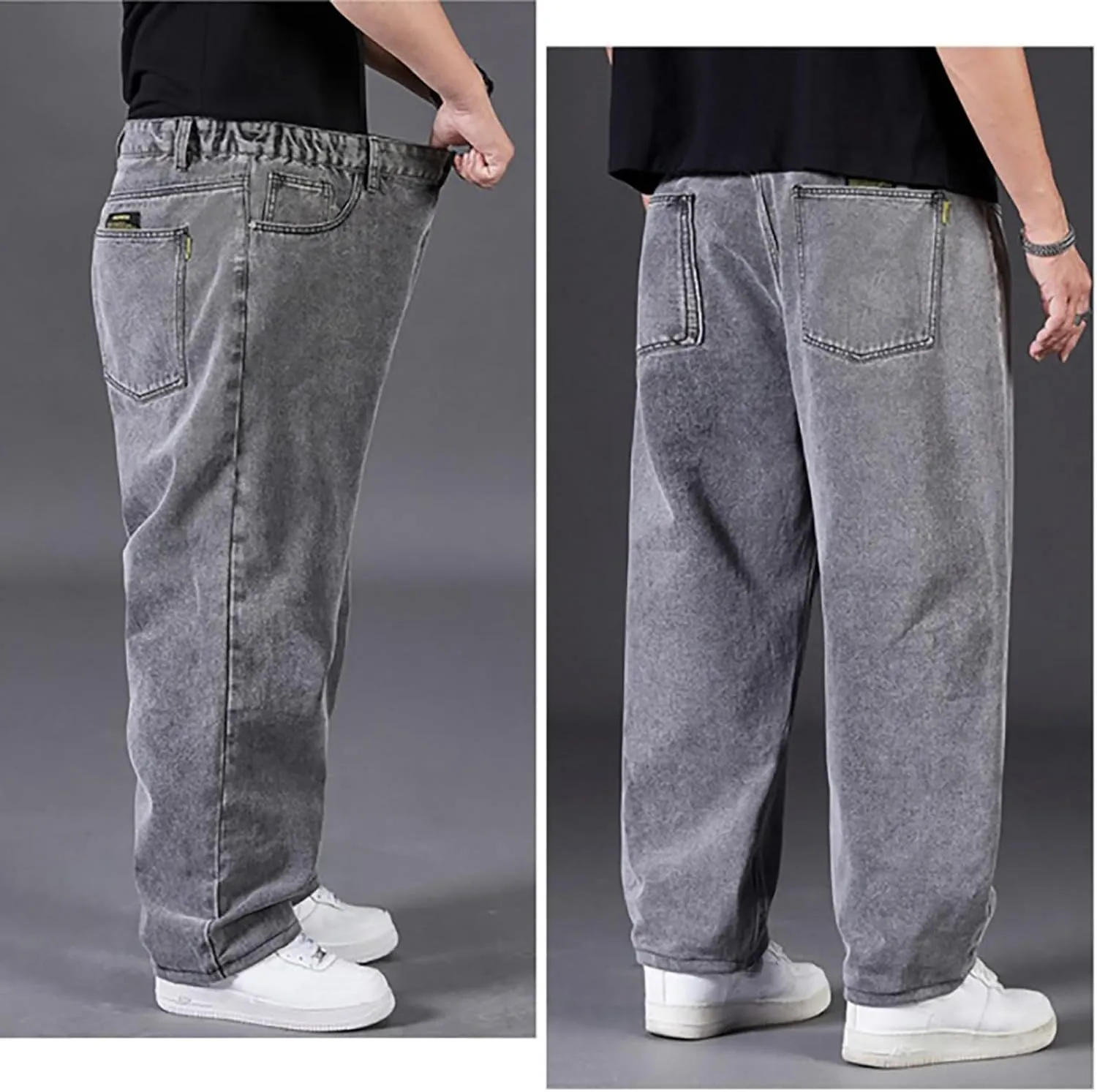 Jeans for Men Relaxed Fit High Waisted Jeans Straight Leg Pants Fashion Trousers Classic 5 Pocket Streetwear