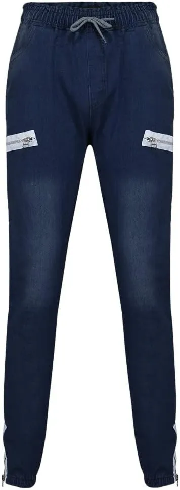 Jeans for Men Stretch Fit Ripped Distressed Jeans Slim Fit Casual Long Denim Pants Tapered Trousers with Pocket