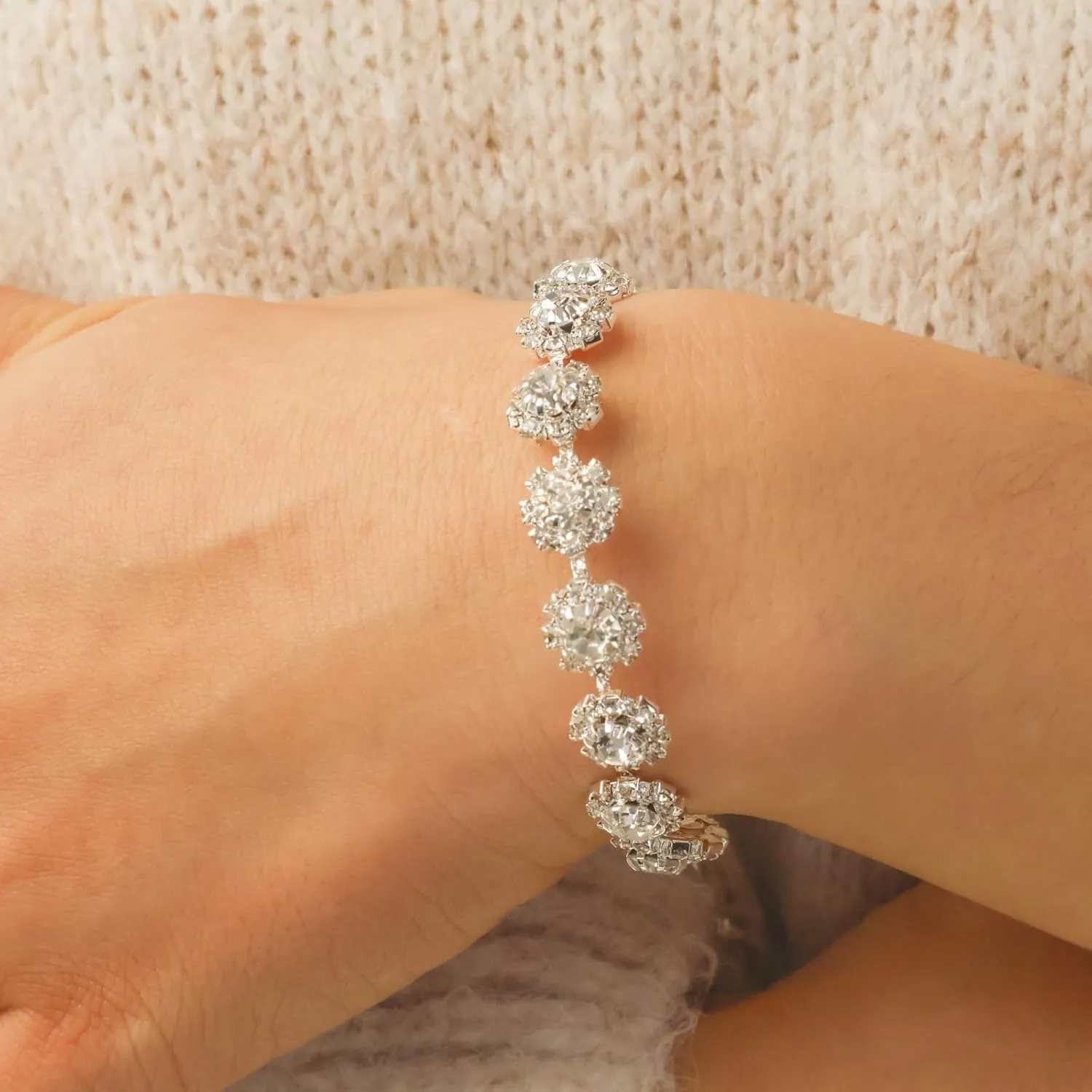 jewellery sets for women,rhinestone jewelry for women, Necklace Earrings Bracelet Set Bridal Wedding Proms Jewelry Accessories for Women,Rhinestone jewelry set for women, Silver Jewelry Set