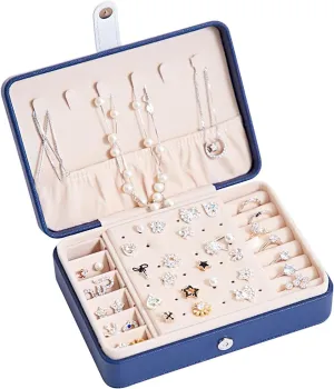 Jewelry Box for Girls,2-Layer Portable PU Leather Jewelry Organizer with Removable Tray,Jewelry Storage,Personalized Jewelry Box for Christmas Gifts Ring Bracelets Earring Necklace