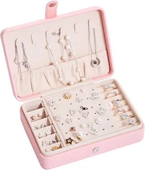 Jewelry Box for Girls,2 Layers Portable PU Leather Jewelry Organizer with Removable Tray,Jewelry Travel Case,Personalized Jewelry Box for Necklace Earring Bracelets Christmas Gifts Ring