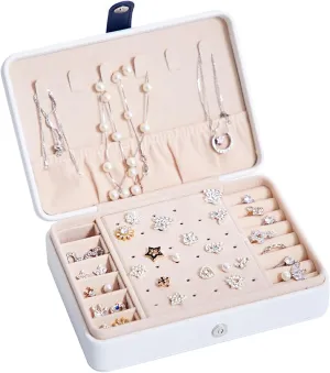Jewelry Box for Girls,2 Layers Portable PU Leather Jewelry Organizer with Removable Tray,Jewelry Travel Case,Personalized Jewelry Box for Necklace Earring Bracelets Christmas Gifts Ring