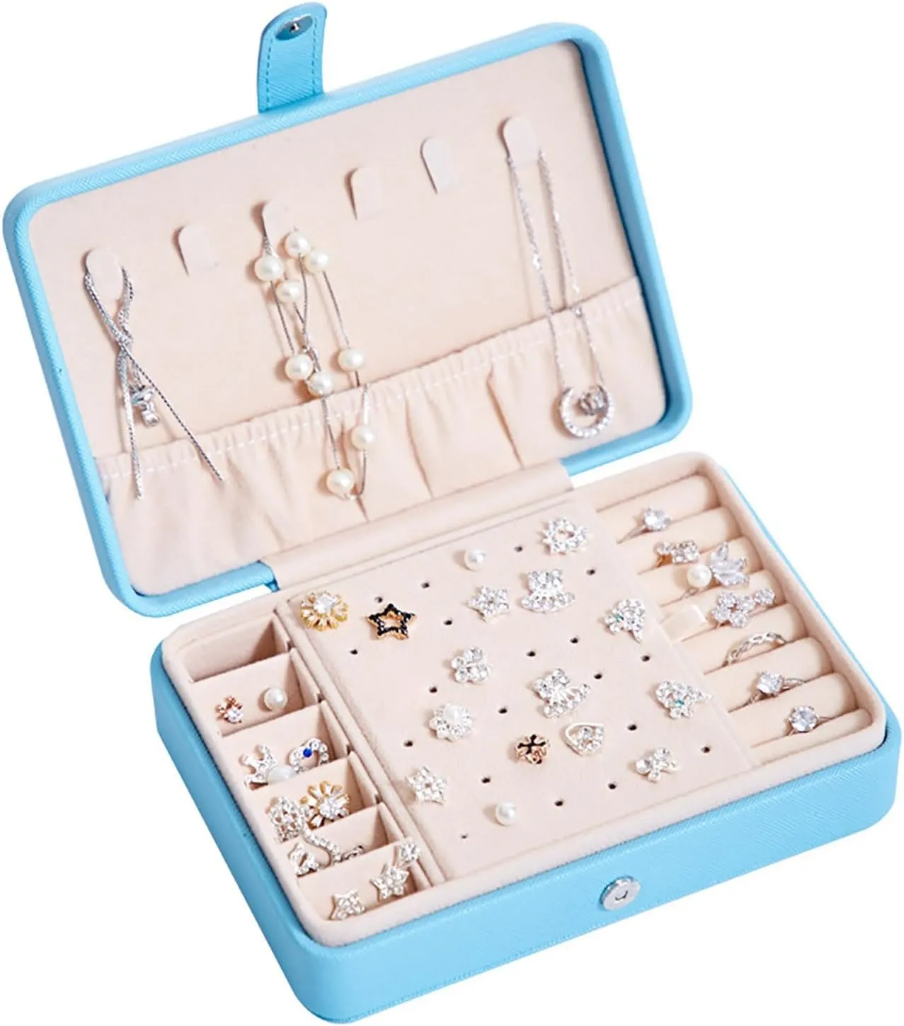 Jewelry Boxes for Women,2-Layer Portable PU Leather Jewelry Organizer with Removable Tray,Jewelry Storage,Personalized Jewelry Box for Earring Christmas Gifts Ring Bracelets Necklace