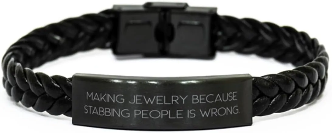 Jewelry Making Gifts For Friends, Making Jewelry, Funny Jewelry Making Braided Leather Bracelet, Engraved Bracelet From Friends, Birthday gift ideas, Handmade jewelry, Personalized gifts, Unique gifts