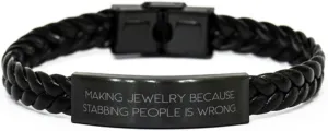 Jewelry Making Gifts For Friends, Making Jewelry, Funny Jewelry Making Braided Leather Bracelet, Engraved Bracelet From Friends, Birthday gift ideas, Handmade jewelry, Personalized gifts, Unique gifts
