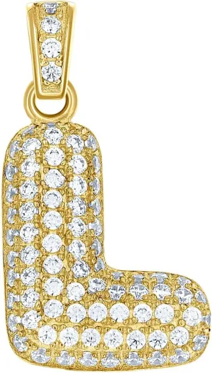 JewelryWeb 10k Yellow Gold Unisex Cubic Zirconia CZ Letter Name Personalized Monogram Initial L Charm Pendant Necklace 21.4x11.80mm Wide-Pendant for Women
