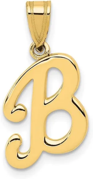 JewelryWeb 14k Yellow Gold Solid Polished back B Script Letter Name Personalized Monogram Initial Pendant Necklace 15.38x11.72mm Wide-Pendant for Women