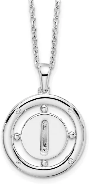 JewelryWeb 19mm 925 Sterling Silver Rhodium Plated White Ice Diamond Letter Name Personalized Monogram Initial I Necklace 18 Inch Pendant-Necklace for Women