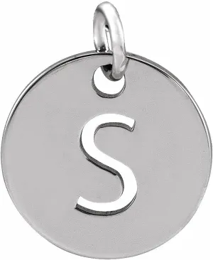 JewelryWeb 925 Sterling Silver Letter Name Personalized Monogram Initial S 10mm Polished Initial Disc Pendant Necklace-Pendant for Women