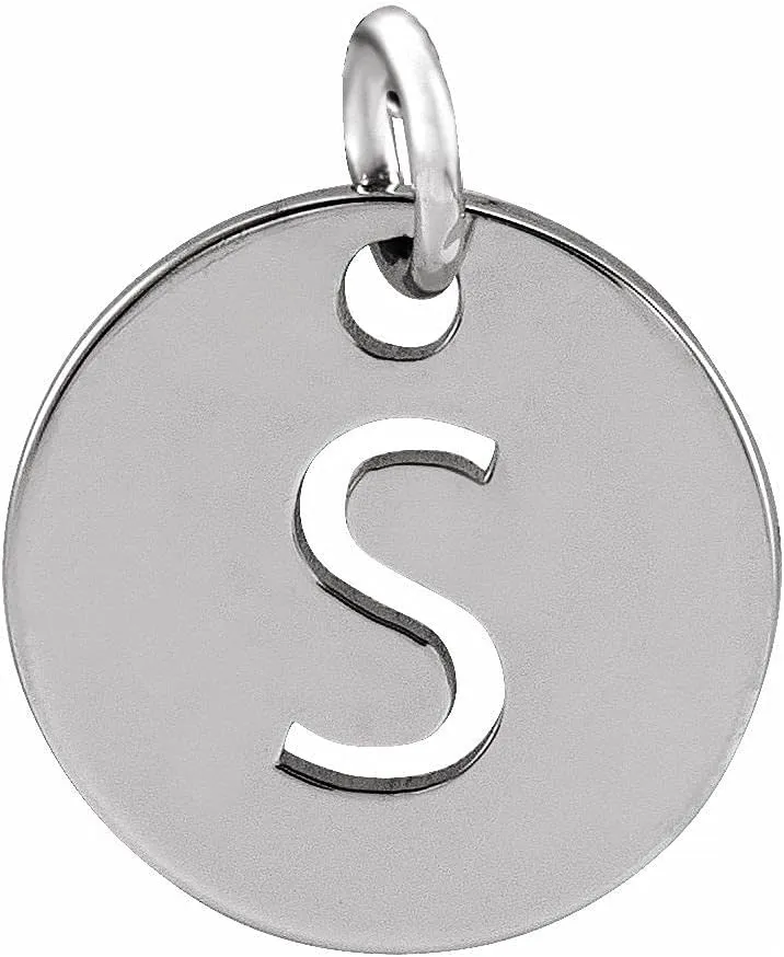 JewelryWeb 925 Sterling Silver Letter Name Personalized Monogram Initial S 10mm Polished Initial Disc Pendant Necklace-Pendant for Women