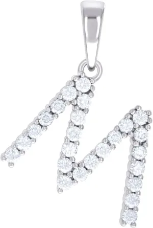 JewelryWeb 925 Sterling Silver Unisex CZ Simulated Diamond Letter Name Personalized Monogram Initial M Alphabet Charm Pendant Necklace 25x17.6mm Wide-Pendant for Women