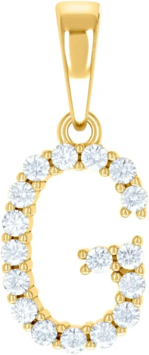 JewelryWeb 925 Sterling Silver Yellow tone Unisex CZ Simulated Diamond Letter Name Personalized Monogram Initial G Alphabet Charm Pendant Necklace 25x10.4mm Wide-Pendant for Women