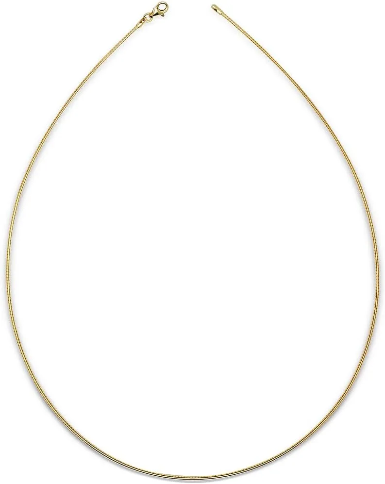 JewelryWeb Italian Sterling Silver 1.2mm Round Omega Collar Wire Necklace -16" 18" 20" - White Yellow Rose - Choker Necklace for Women - Statement Necklace