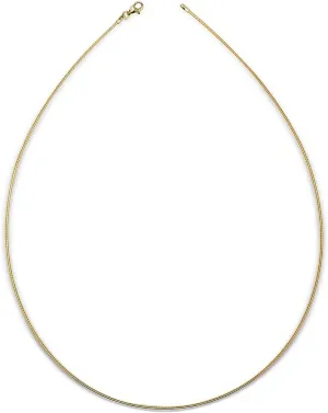 JewelryWeb Italian Sterling Silver 1.2mm Round Omega Collar Wire Necklace -16" 18" 20" - White Yellow Rose - Choker Necklace for Women - Statement Necklace
