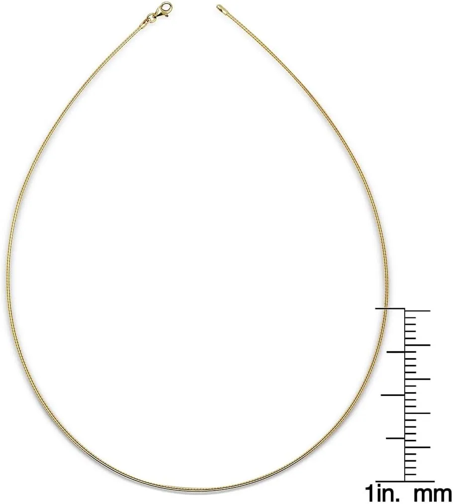 JewelryWeb Italian Sterling Silver 1.2mm Round Omega Collar Wire Necklace -16" 18" 20" - White Yellow Rose - Choker Necklace for Women - Statement Necklace