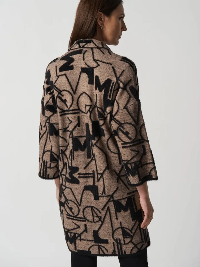 Joseph Ribkoff Oatmeal/Black Patterned Bell Sleeve Cardigan 233959 Col 199