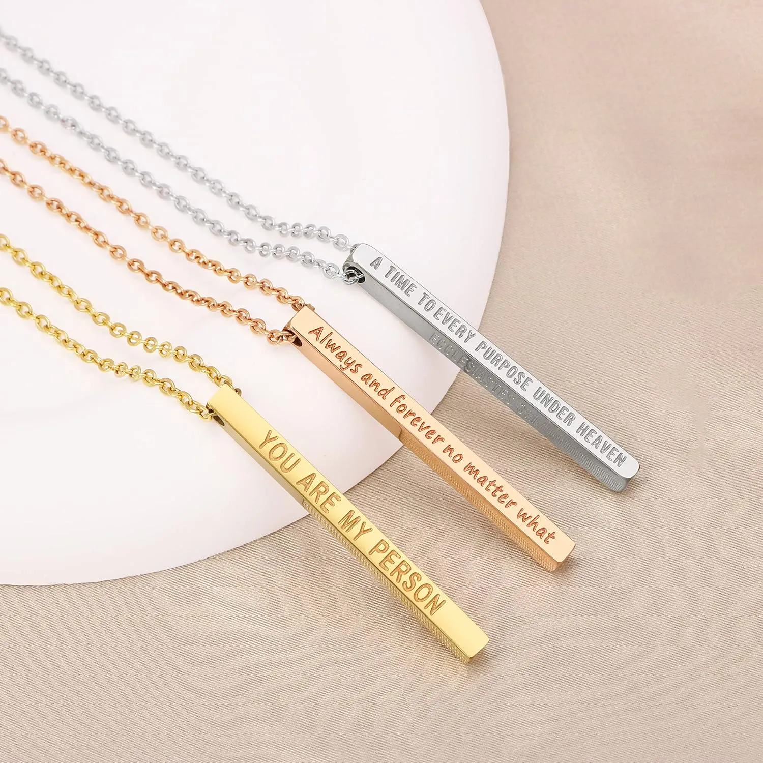 JoycuFF Friendship Necklace Jewelry for Friends Women Inspirational Vertical Bar Pendants Jewellery Gift for Teen Girls