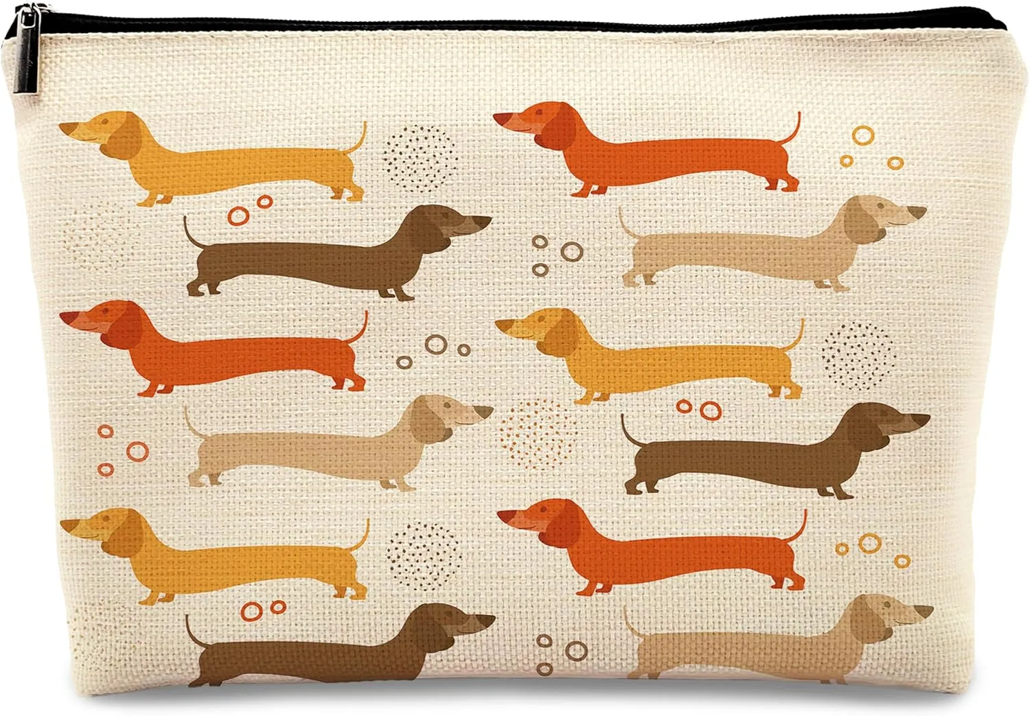 kdqua Dachshund Gifts Dog Makeup Bag, Dachshund Gifts for Women, Dachshund Mom Gifts,Dachshund Lover Gifts, Dachshund Wiener Dog Animal Linen Cosmetic Bag Zipper Pouch Travel Organizer Toiletry Bag
