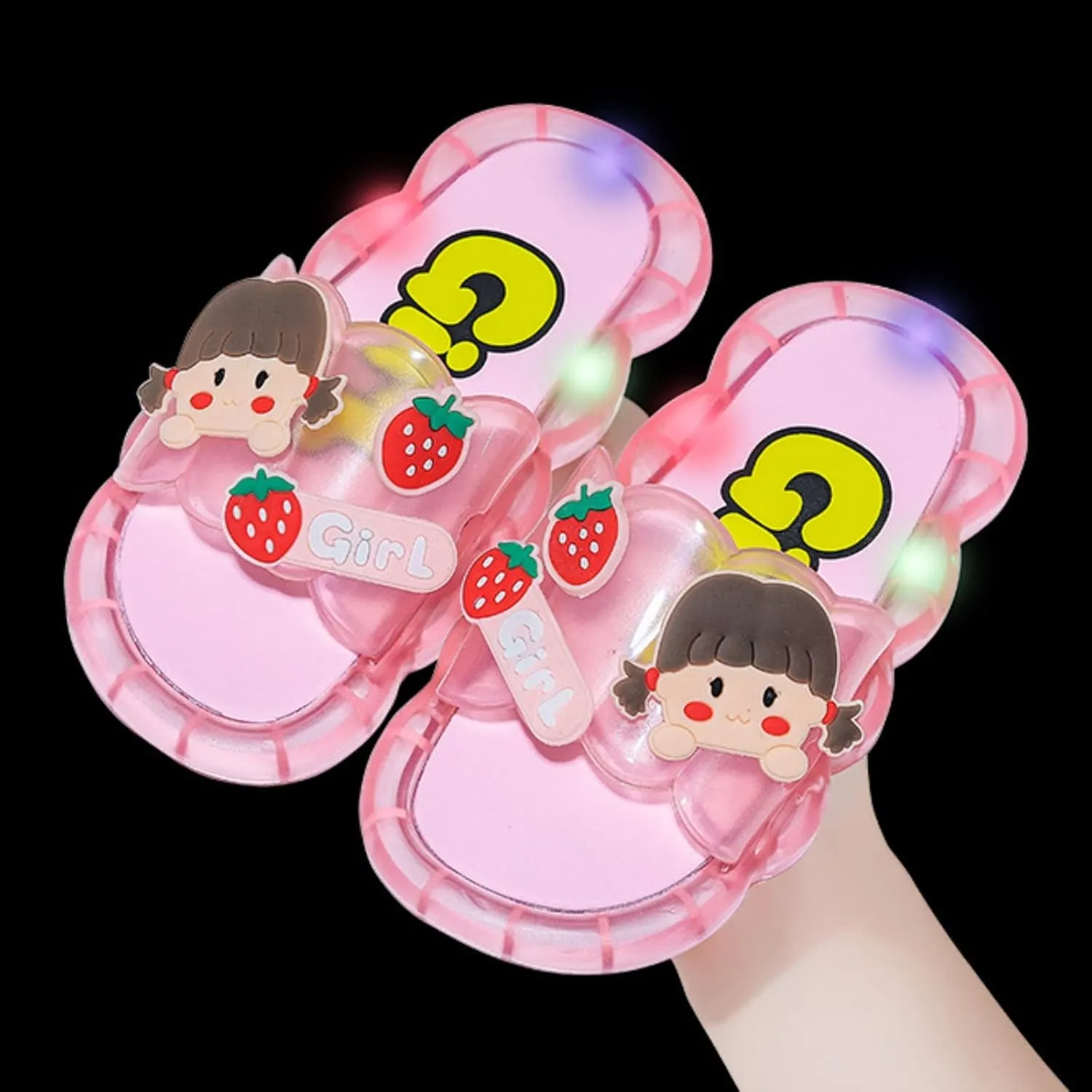 Kids Cute Pattern LED Light Up Slides Girls Boys Unisex Non-Slip Beach Pool Swim Sandals Lightweight Slippers